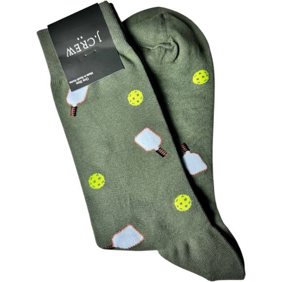 J. Crew Green Pickleball Theme Crew Style Socks - Picture 1 of 7